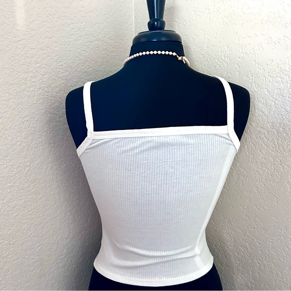PUBLIK WHITE RIBBED CROP TOP TANK - Picture 3 of 6